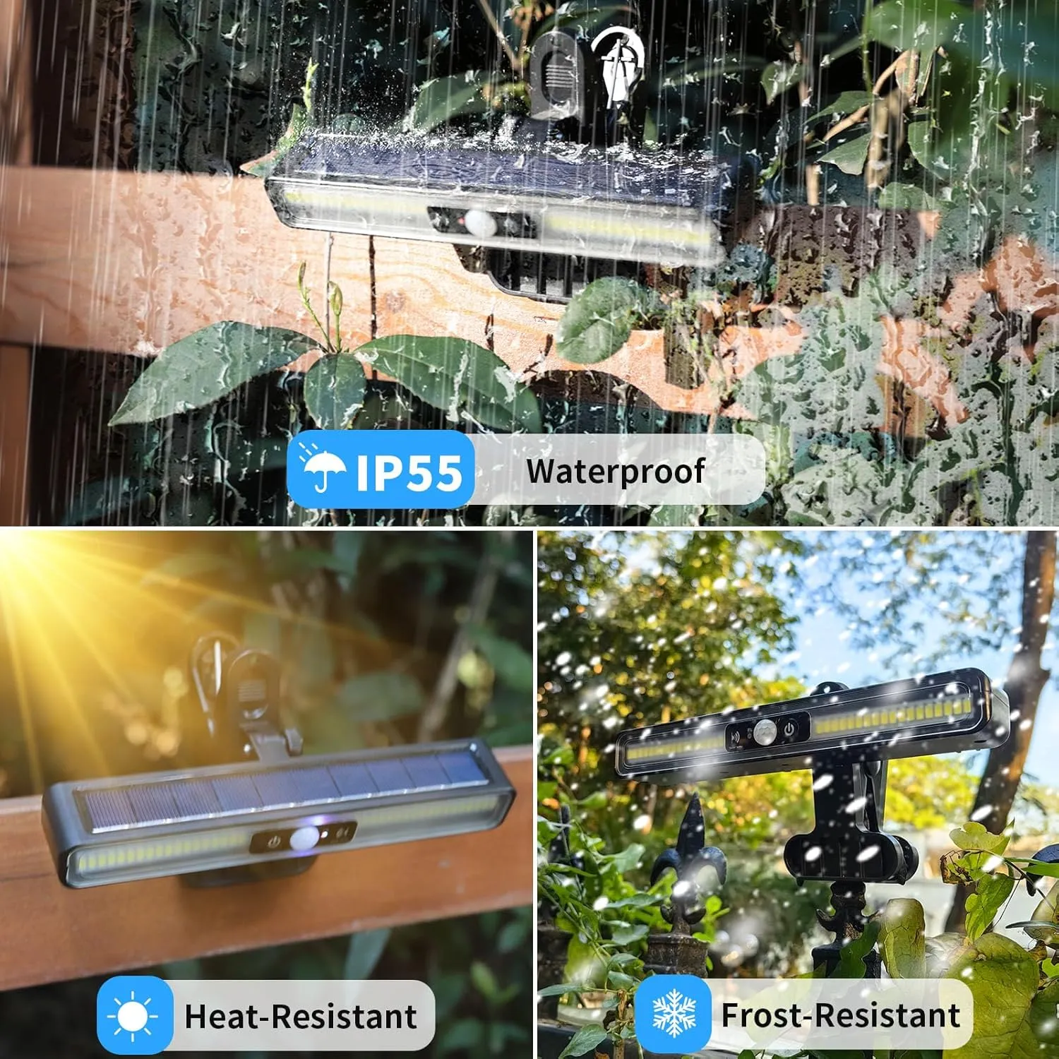 Clip On Solar Motion Lights Outdoor Waterproof, 2 Pack Fence Lights Outside with 36 LEDs, 6000K, Portable Solar Powered Security Light for Fence Garage Camping