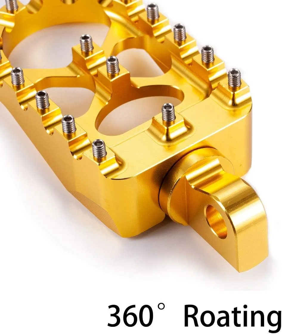 CNC Wide Foot Pegs 360° Roating MX Chopper Bobber Style for harley Dyna Sportster Fatboy Iron 883,Gold
