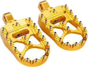 CNC Wide Foot Pegs 360° Roating MX Chopper Bobber Style for harley Dyna Sportster Fatboy Iron 883,Gold