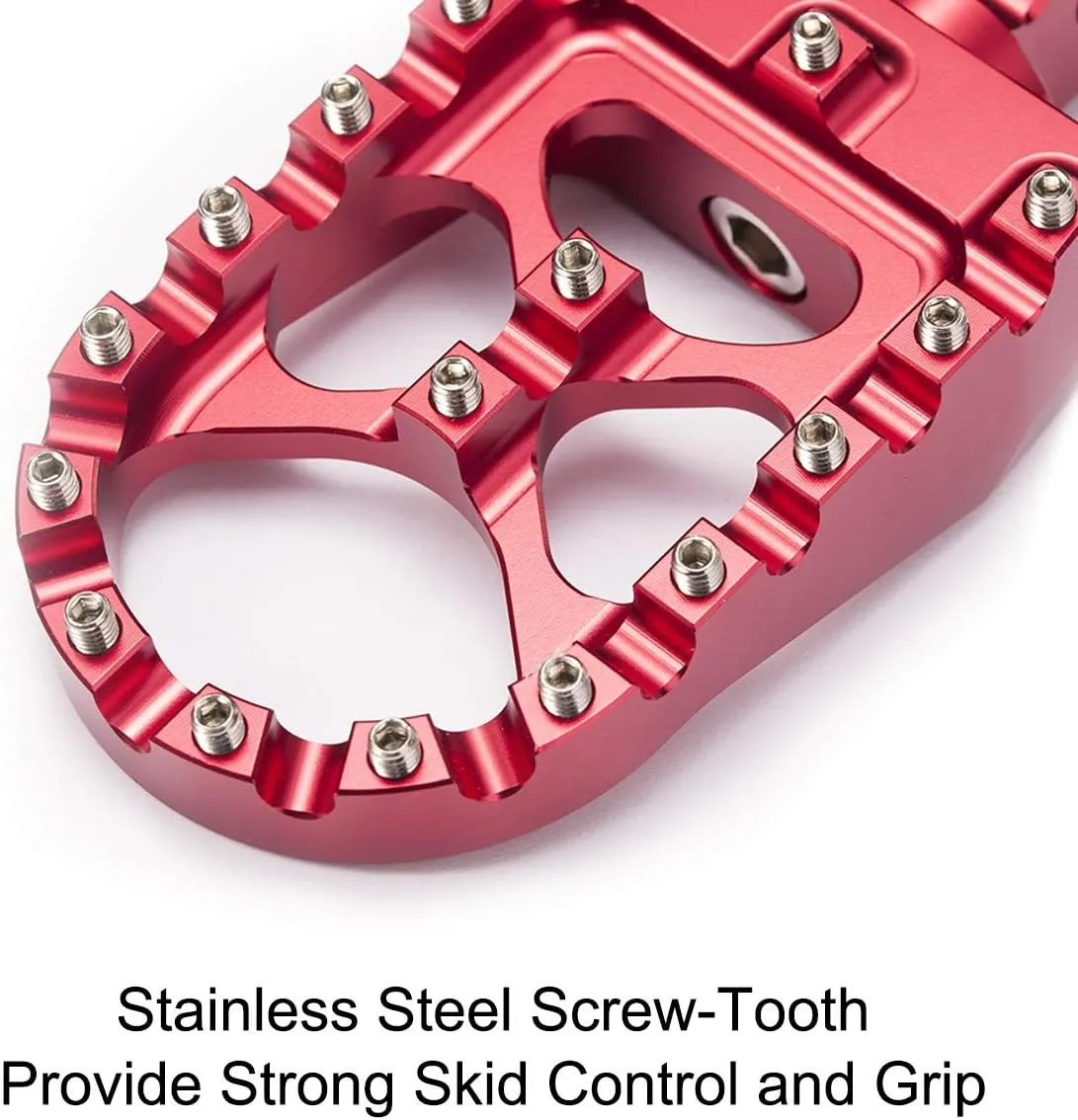 CNC Wide Foot Pegs 360° Roating MX Chopper Bobber Style for harley Dyna Sportster Fatboy Iron 883,Red