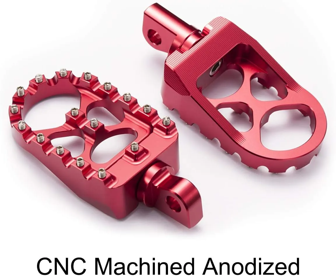 CNC Wide Foot Pegs 360° Roating MX Chopper Bobber Style for harley Dyna Sportster Fatboy Iron 883,Red