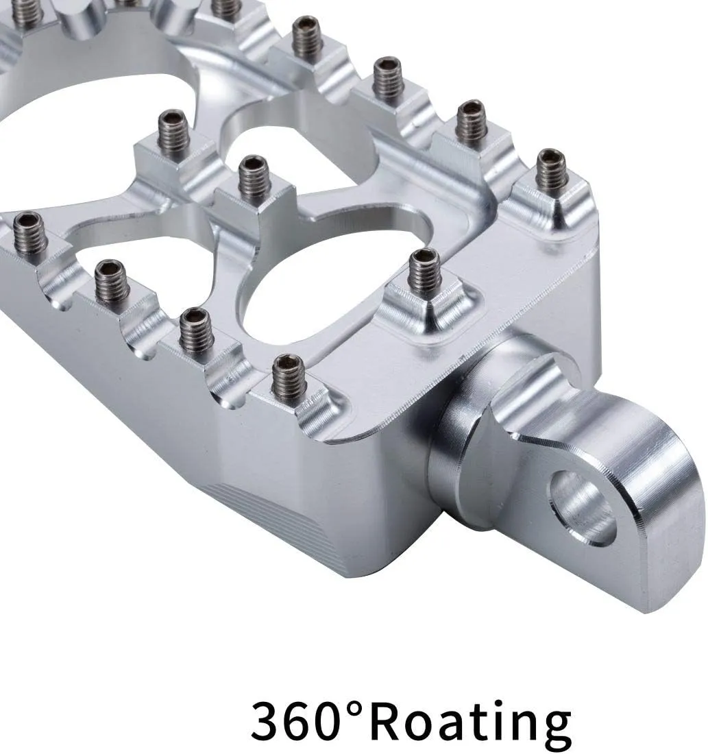 CNC Wide Foot Pegs 360° Roating MX Chopper Bobber Style for harley Dyna Sportster Fatboy Iron 883,Silver