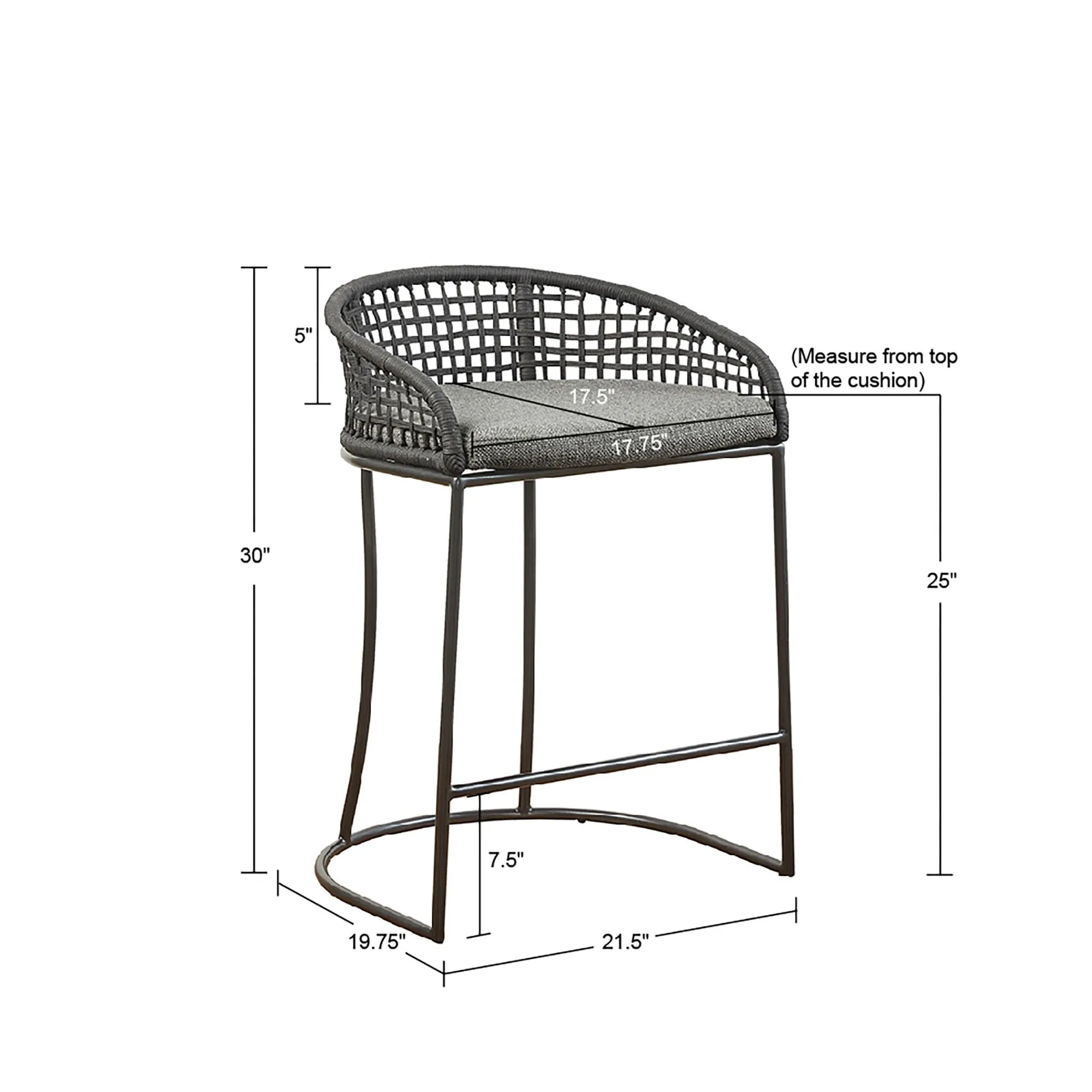Coastal Woven Counter Stool With Upholstered Seat