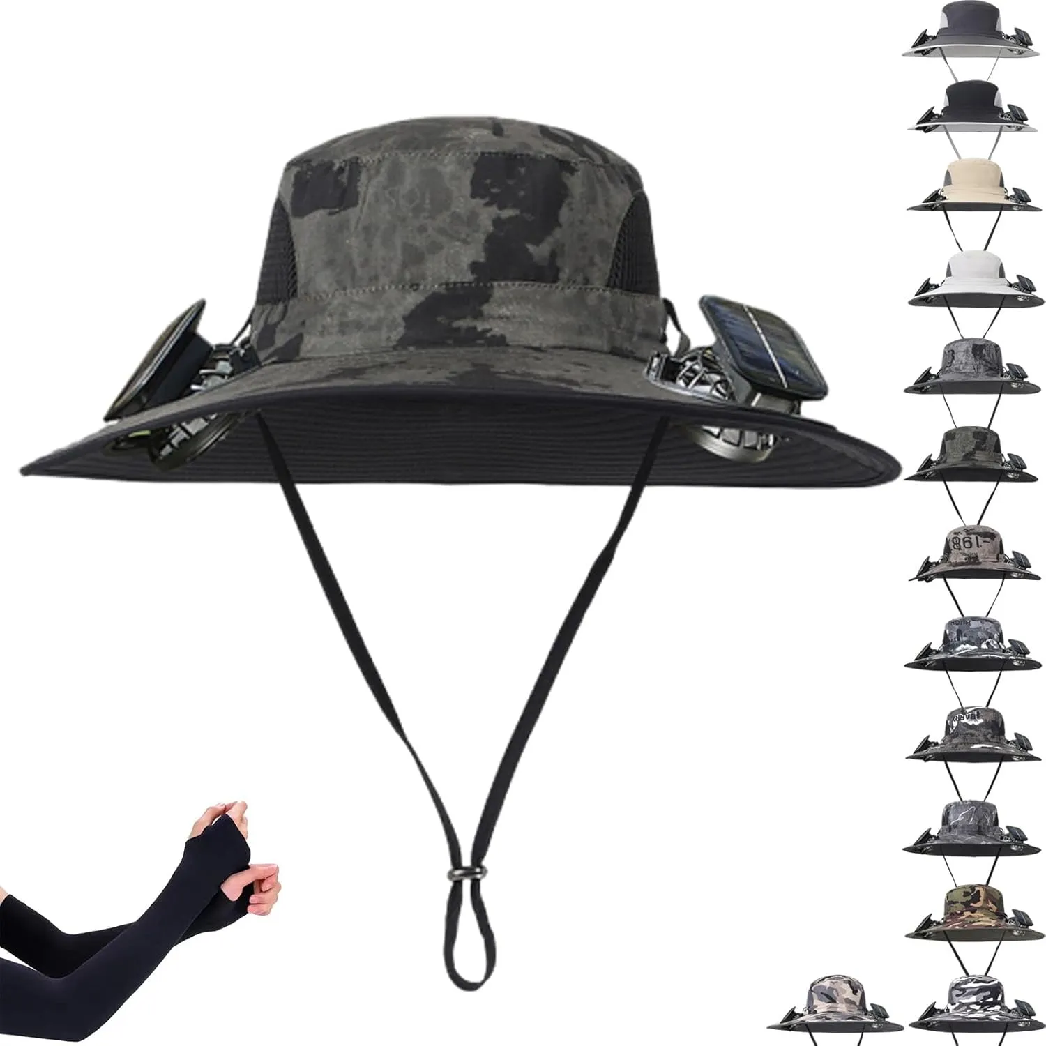 Colitt Fishing Hat, 2025 New Ultralight Solar Fan Sun Hat Powered, Bucket Wide Panel Brim Sombrero Hats Men in Outdoor