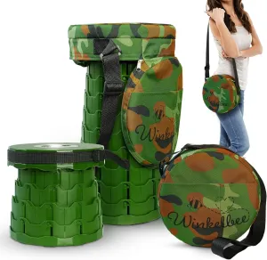 Collapsible Stool with Cushion-Max Wt 350 lbs- Portable Folding Stool for Adults-Portable Chair-Collapsible Folding Seat Hiking, Camping, Fishing, Hunting, Backpacking (Camo)