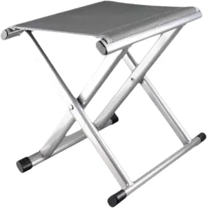Compact Folding Stool for Outdoor Use, Metal Frame Foot Rest for Camping and Travel