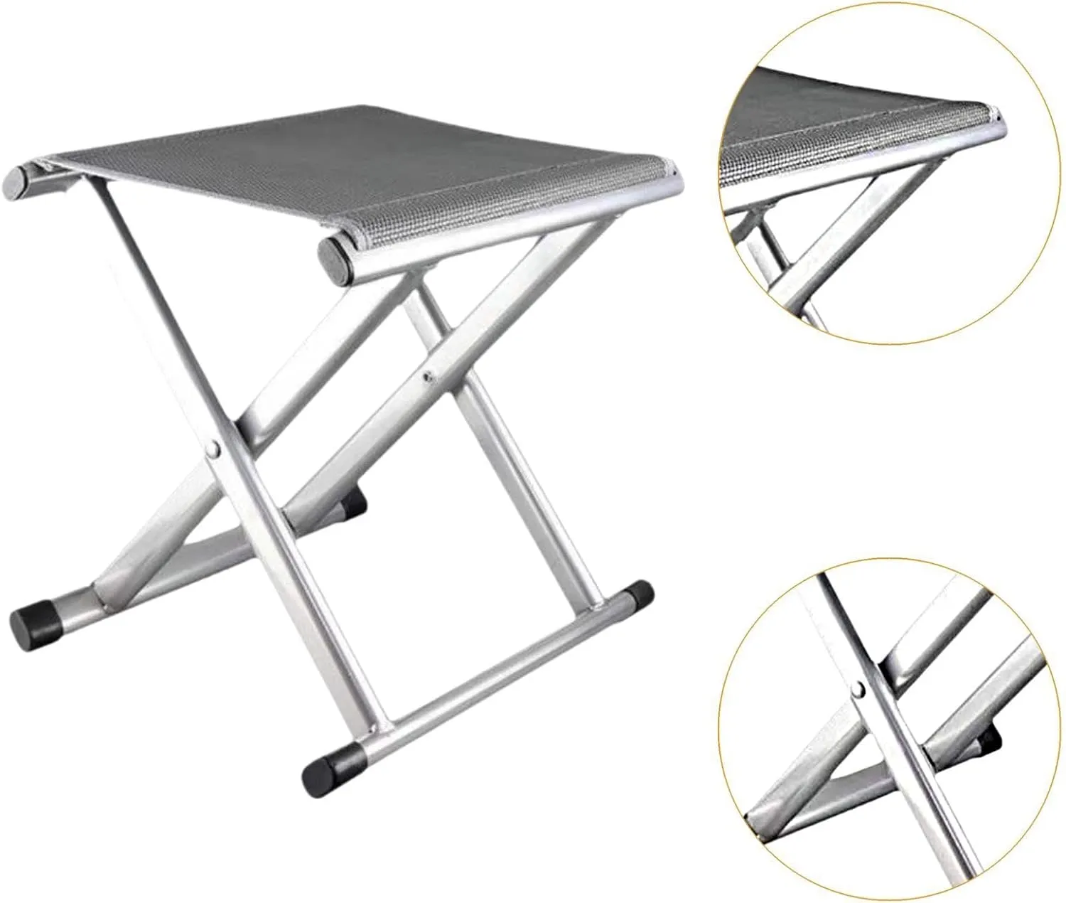 Compact Folding Stool for Outdoor Use, Metal Frame Foot Rest for Camping and Travel