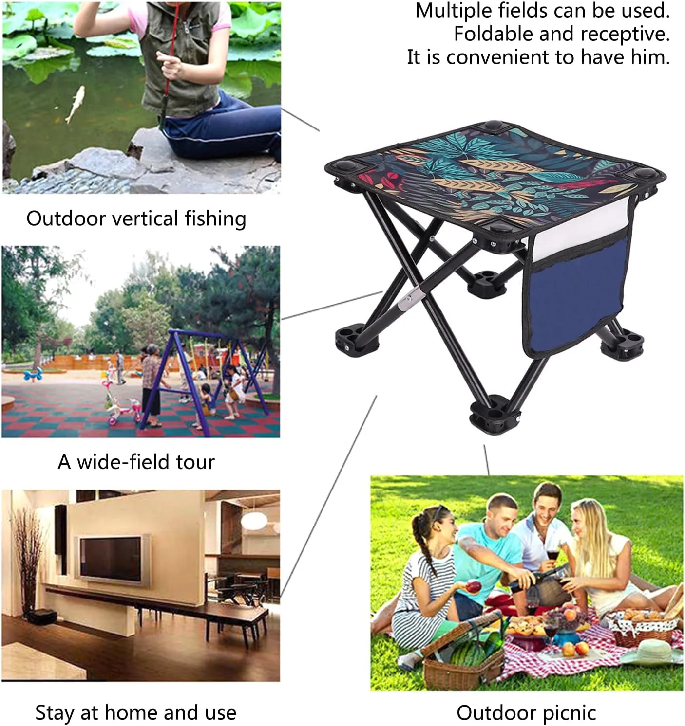 Compact Outdoor Folding Stool Lightweight Little Chair Portable Camping Stool Foot Rest Comfortable Stool Easy to Carry