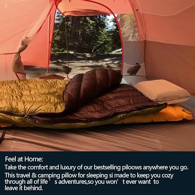 Compressible Camping Pillow, Memory Foam Pillow for Backpacking, Travel -Neck Lumbar Support, Lightweight Compact Pillow with Washable Pillowcase- Hiking Essential -Gray