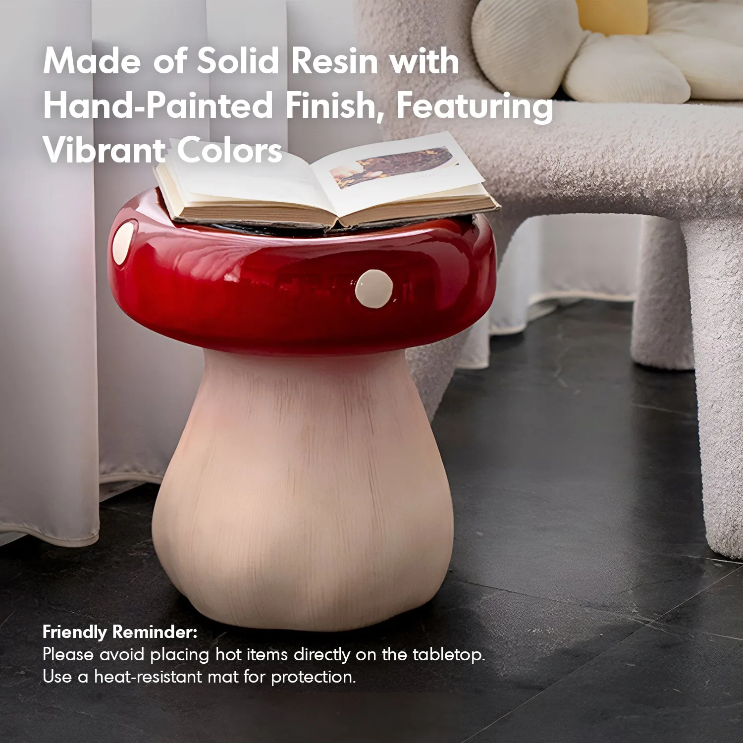 Contemporary Resin Side Table Stool MUSHROOM