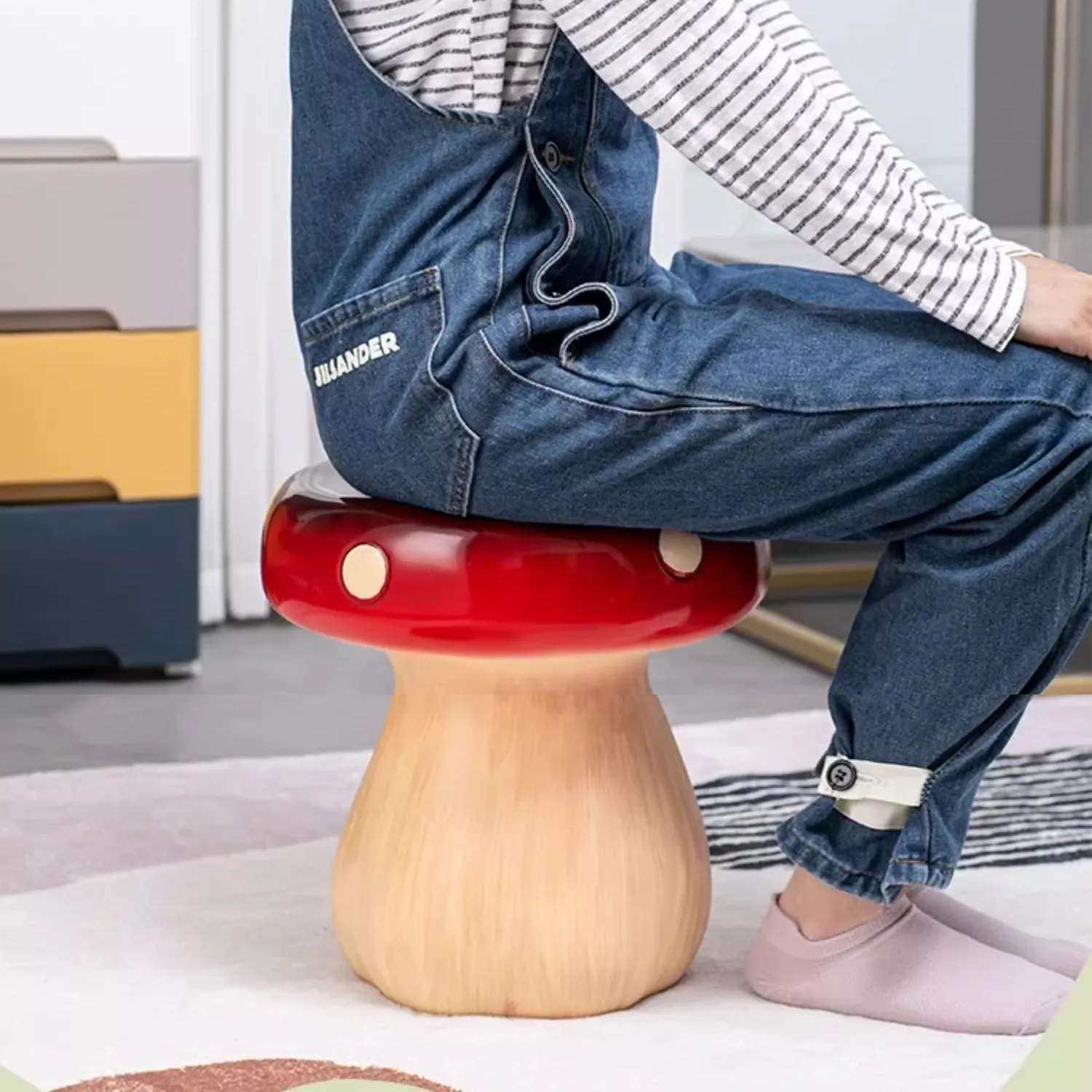 Contemporary Resin Side Table Stool MUSHROOM
