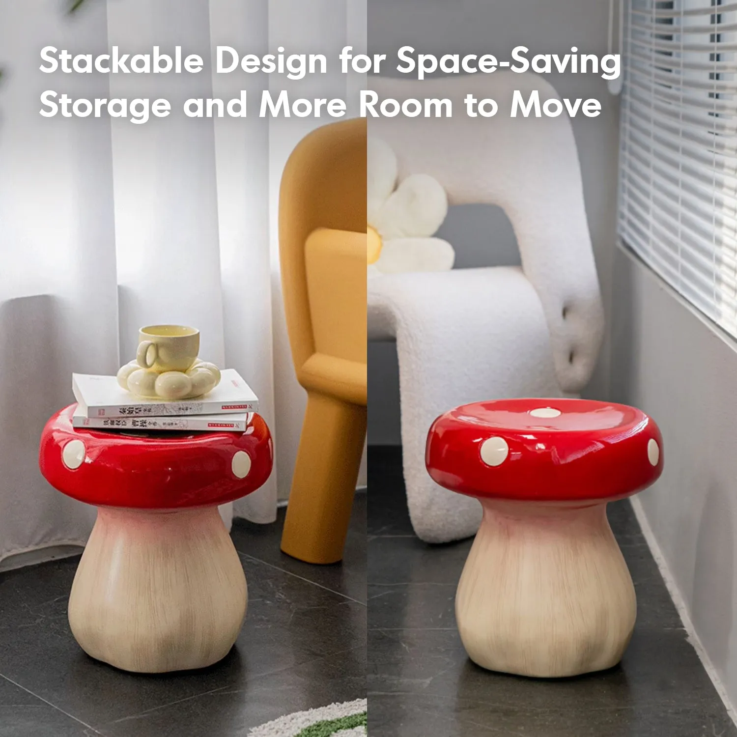 Contemporary Resin Side Table Stool MUSHROOM