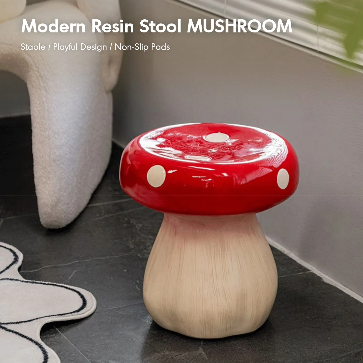 Contemporary Resin Side Table Stool MUSHROOM