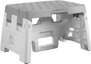 COSCO 1 Step Molded Folding Step Stool, Type 1A, White and Gray (2-Pack)