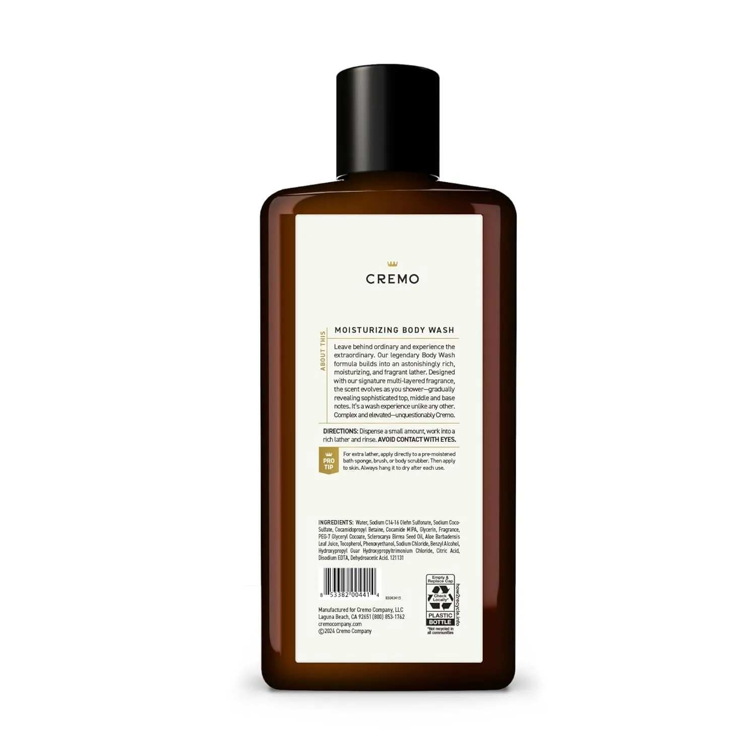 Cremo Rich-Lathering Blue Cedar & Cypress Body Wash, A Woodsy Scent with Notes of Lemon Peel, Cypress and Cedar, 16 Fl Oz (2-Pack)