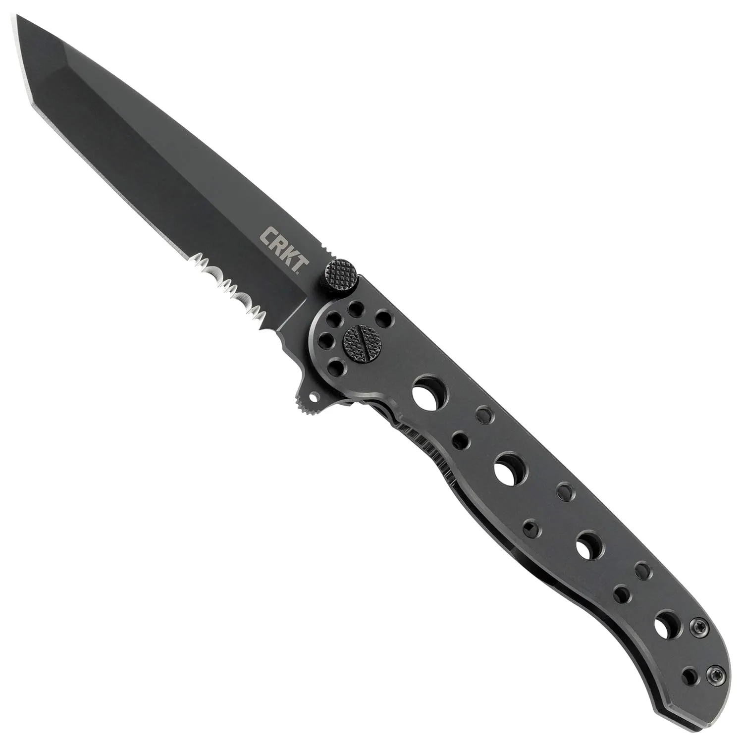 CRKT M16-10KS EDC Folding Pocket Knife: Everyday Carry, Black Serrated Edge Blade, Tanto, Frame Lock, Stainless Steel Handle, Reversible Pocket Clip