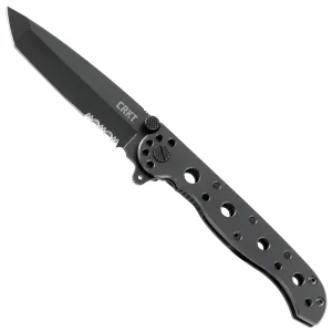 CRKT M16-10KS EDC Folding Pocket Knife: Everyday Carry, Black Serrated Edge Blade, Tanto, Frame Lock, Stainless Steel Handle, Reversible Pocket Clip