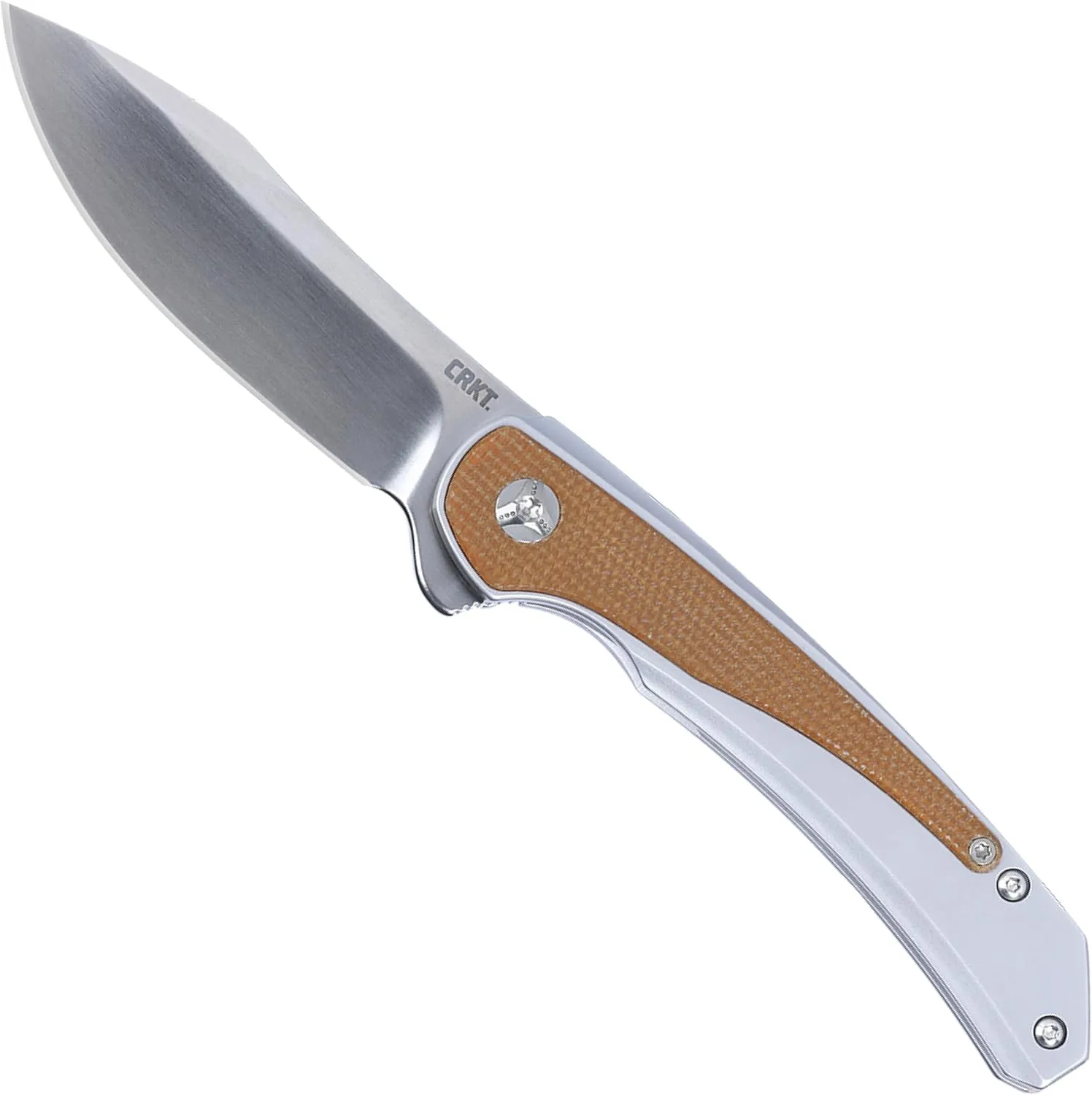 CRKT Padawan Everyday Carry Folding Knife: Drop Point with 14C28N Steel Blade, Stainless Steel Handle w/Micarta Overlays, Frame Lock, 6070