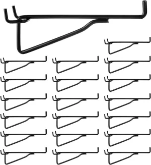 DAJAVE 20 Pack Metal Pegboard Hooks 6 inch pegboard Shelf Brackets Fits 1/8 Pegboard, Heavy Duty Peg Board Hook Black Peg Board Shelving for Organize Workbench, Garage, Craft Room, Retail Shop