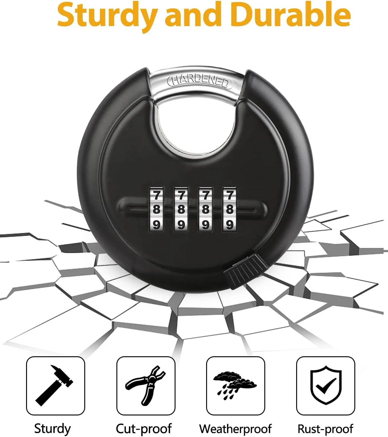 DAYGOS Combination Disc Padlocks for Outdoor - Heavy Duty 4 Digit Code Lock, Combo Discus Lock for Storage Unit,Gate,Fence,Trailer,4PCS,Black