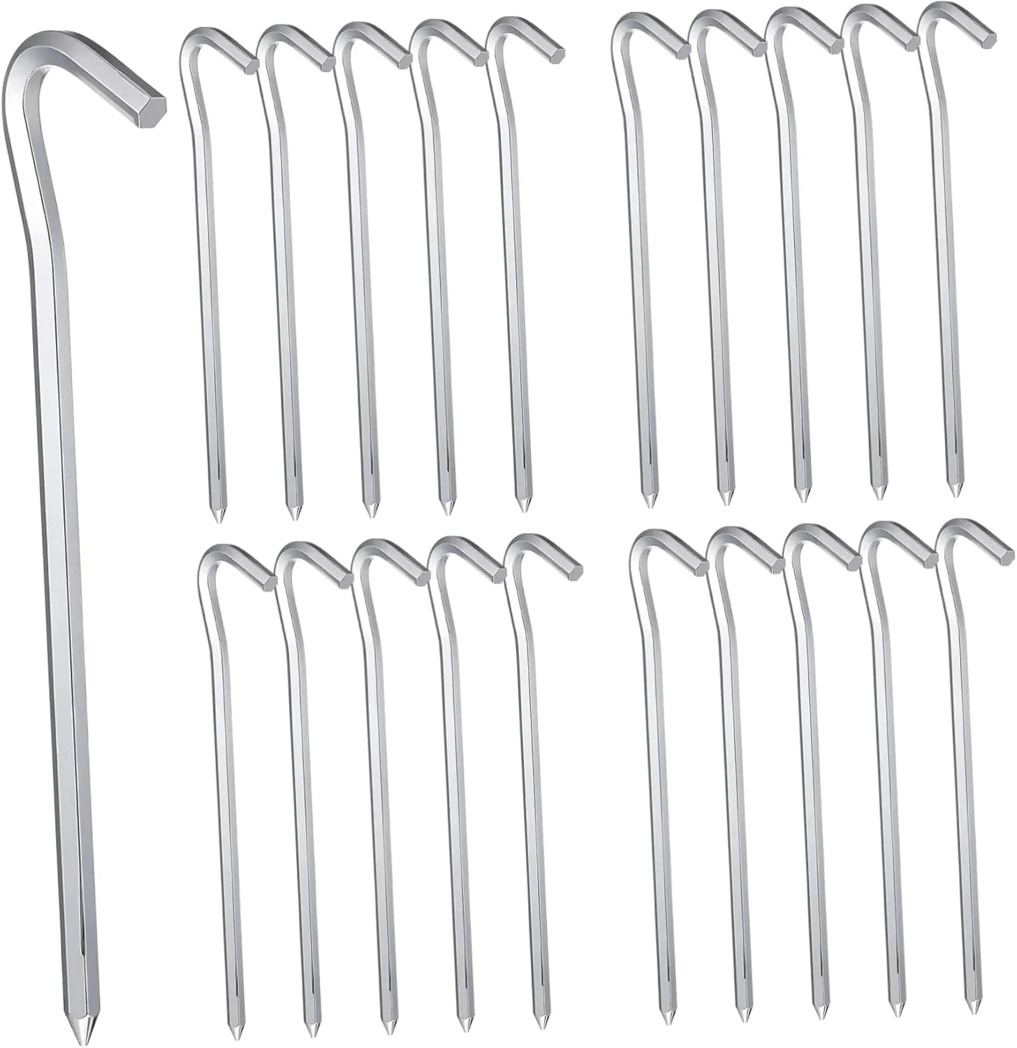 DECHOUS 20Pcs Heavy Duty Tent Stakes with Hook Pegs for Secure Camping Easy to Install Ground Nails for Tents and Tarps