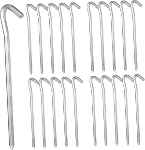 DECHOUS 20Pcs Heavy Duty Tent Stakes with Hook Pegs for Secure Camping Easy to Install Ground Nails for Tents and Tarps
