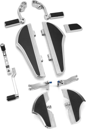 Defiance Chrome floorboards for Harley Davidson with heel-toe shifter Lever highway footrests for touring bagger street road glide road king softail Fatboy FLST models (CHROMED)