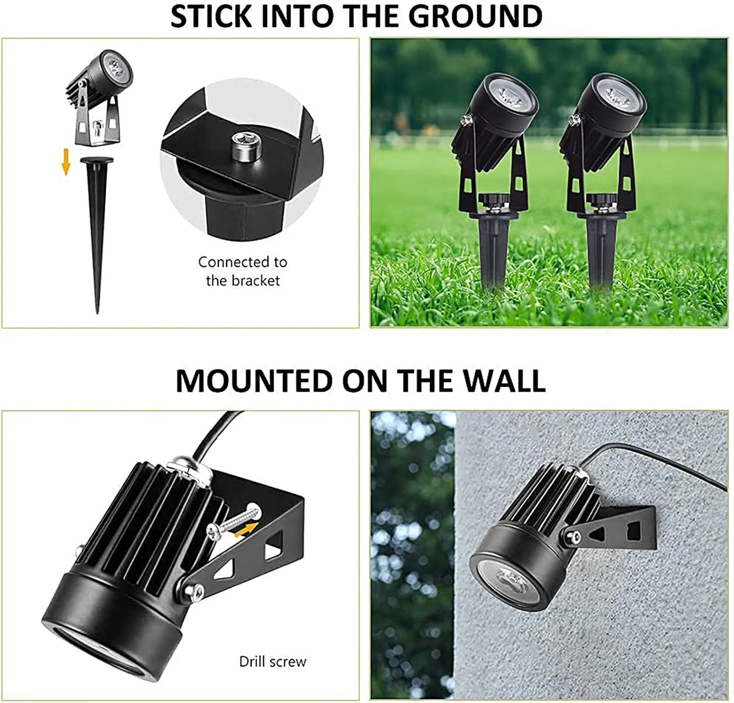 DINGLILIGHTING Solar Spot Lights - 2-in-1 Waterproof LED Landscape Spotlights for Yard, Garden, Driveway, Patio, Lawn - Auto On/Off Daylight
