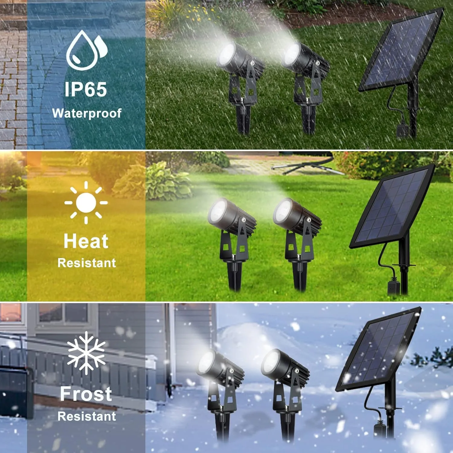 DINGLILIGHTING Solar Spot Lights - 2-in-1 Waterproof LED Landscape Spotlights for Yard, Garden, Driveway, Patio, Lawn - Auto On/Off Daylight