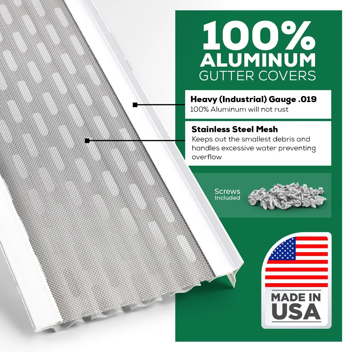 DIY 5”Leaf Protection|100 Feet|Stainless Steel mesh|White Aluminum Gutter Covers|Contractor Grade|Gutter Guard from Manufacturer|Made in The USA