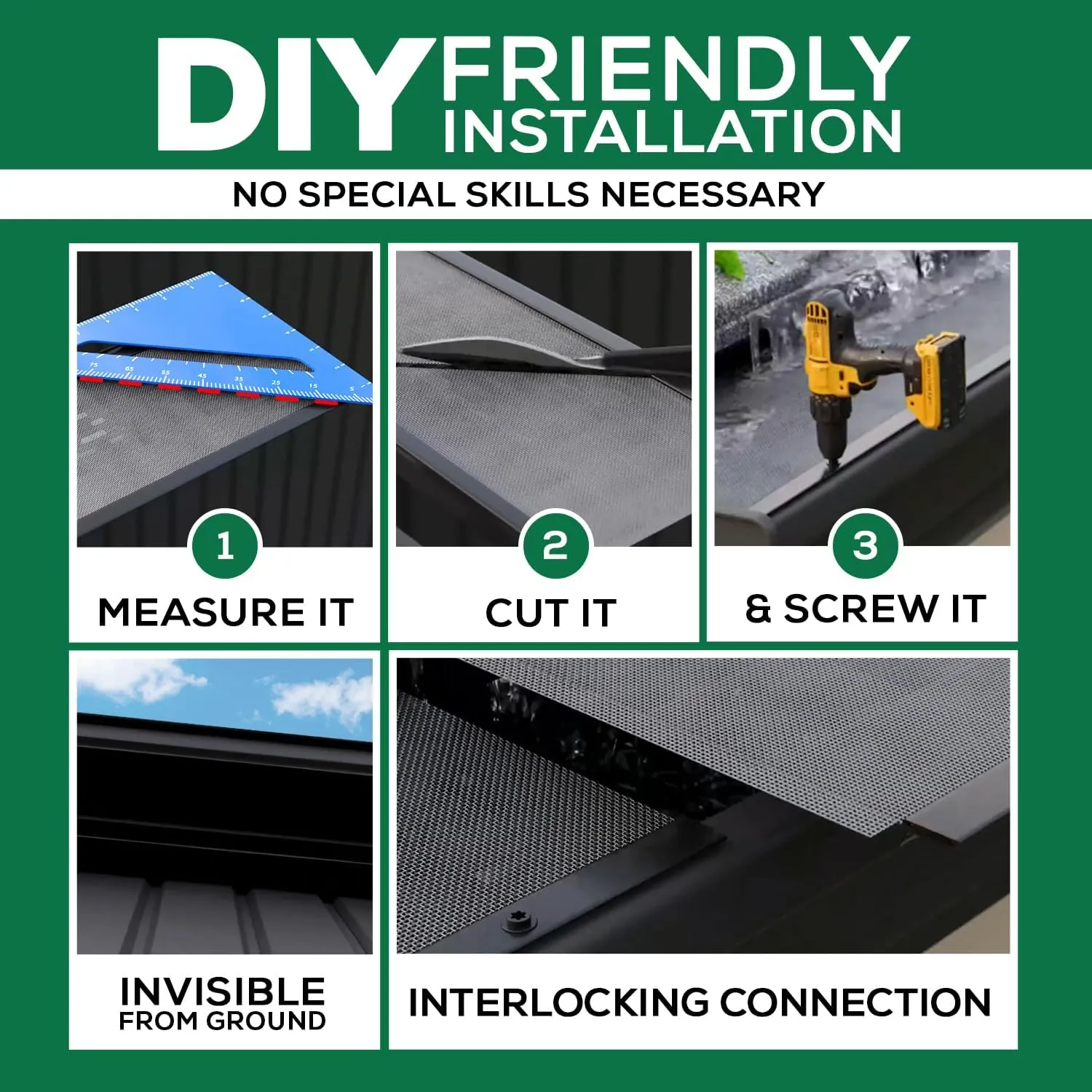DIY 5”Leaf Protection|100 Feet|Stainless Steel mesh|White Aluminum Gutter Covers|Contractor Grade|Gutter Guard from Manufacturer|Made in The USA