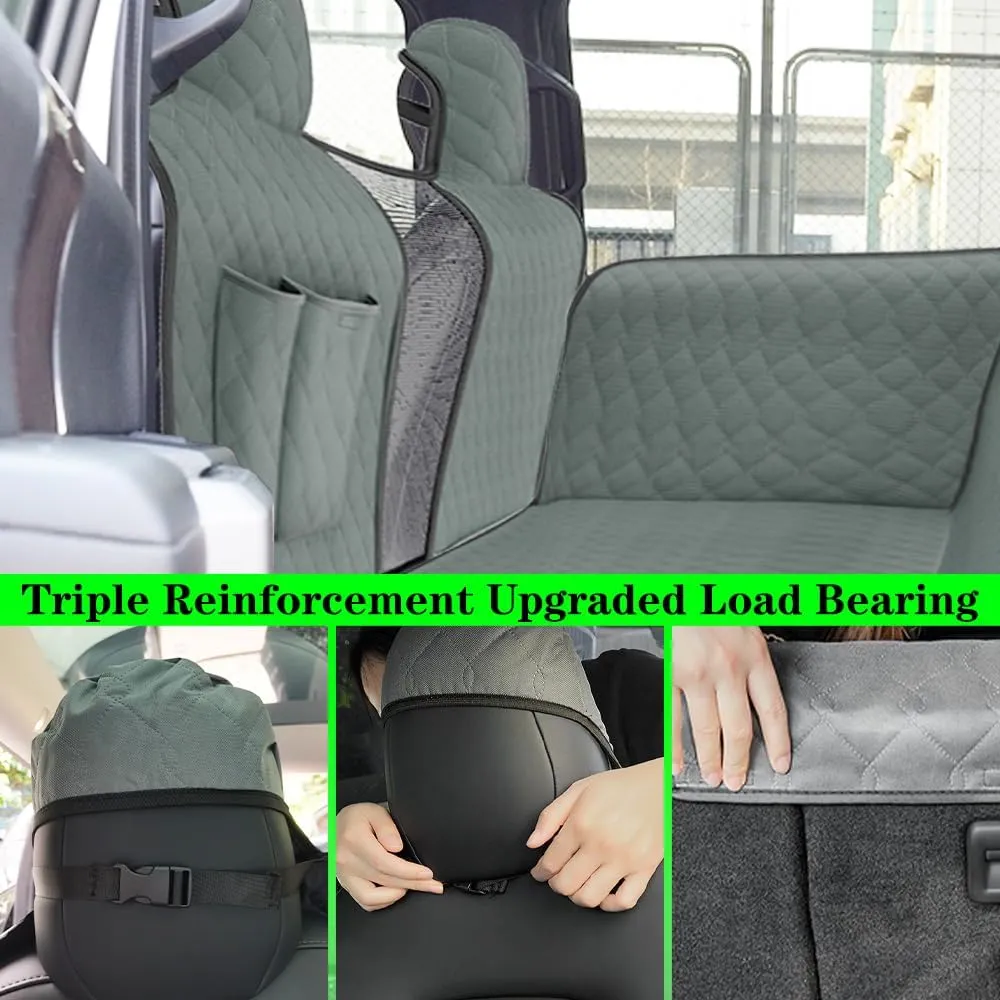 Dog Car Seat Cover for Back Seat Compatible with Ford F-150 F150 2015 2016 2017 2018 2019 2020 2021 2022 2023 Detachable Washable Backseat Pet Travel Hammock Cushion (Black Green)