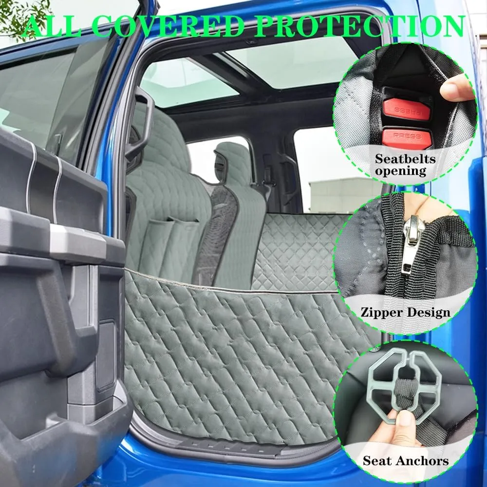 Dog Car Seat Cover for Back Seat Compatible with Ford F-150 F150 2015 2016 2017 2018 2019 2020 2021 2022 2023 Detachable Washable Backseat Pet Travel Hammock Cushion (Black Green)