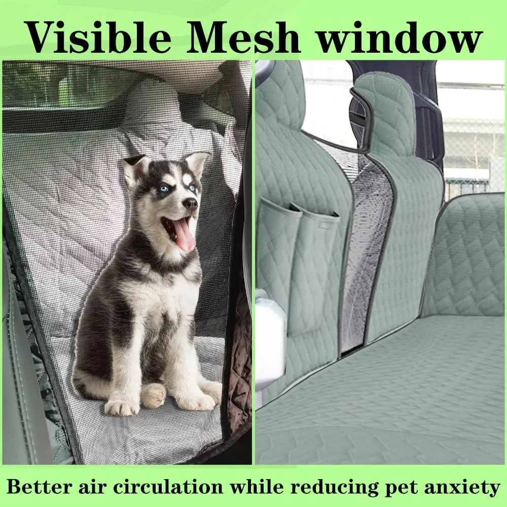 Dog Car Seat Cover for Back Seat Compatible with Ford F-150 F150 2015 2016 2017 2018 2019 2020 2021 2022 2023 Detachable Washable Backseat Pet Travel Hammock Cushion (Black Green)