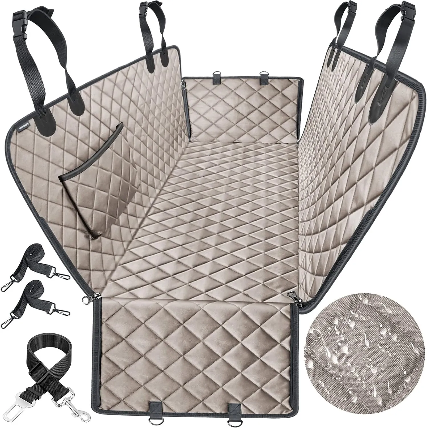 Dog Car Seat Cover for Pets 100% Waterproof Seat Cover Hammock 600D Heavy Duty Scratch Proof Nonslip Durable Soft Back Seat Covers for Cars Trucks and Suvs