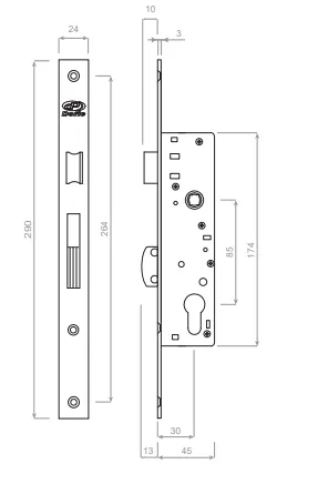 DORIC DS1269 lock body only