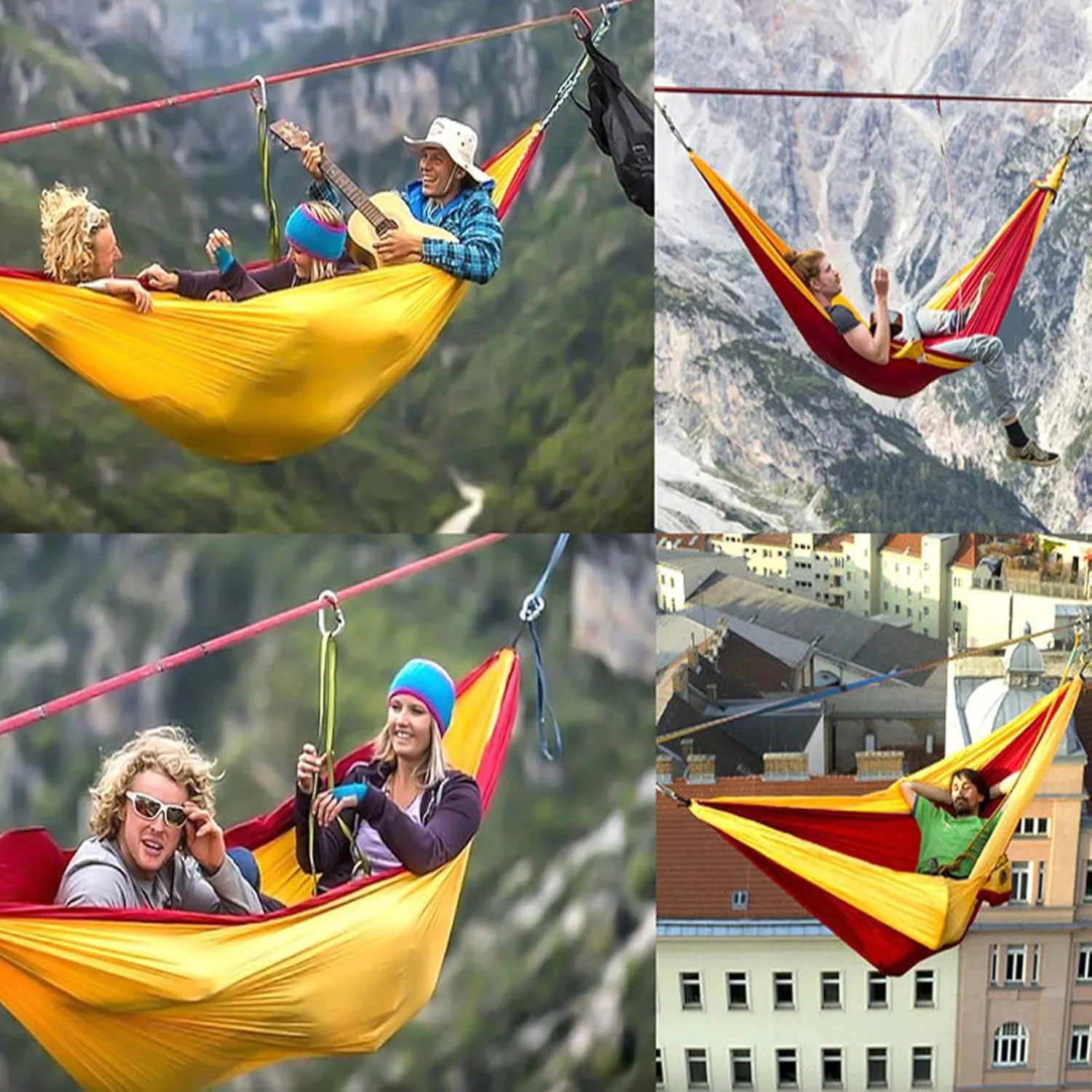 Double Camping Hammock for 1 2 People with Tree Straps, Lightweight Portable 210T Parachute Nylon Hammock for Hiking, Traveling, Backpacking and Backyard,C,250x140cm