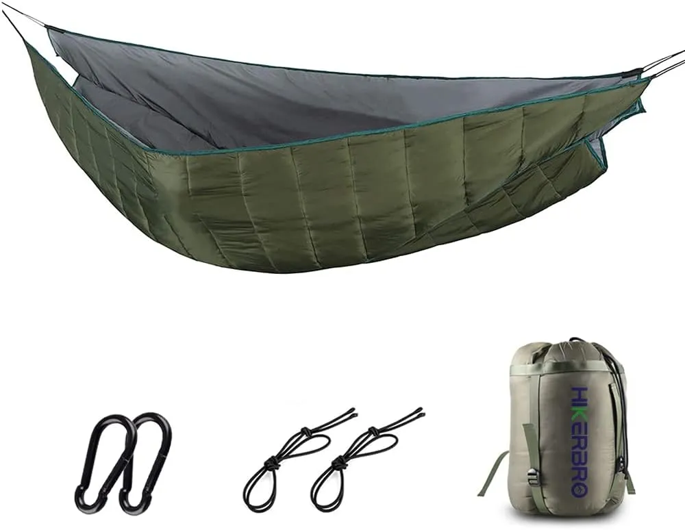 Double Hammock Underquilt, HIKERBRO 4 Season Heavy Duty Under Quilt with Tree Straps, Large Hammock Protector for Winter Camping, Backpacking, Hiking