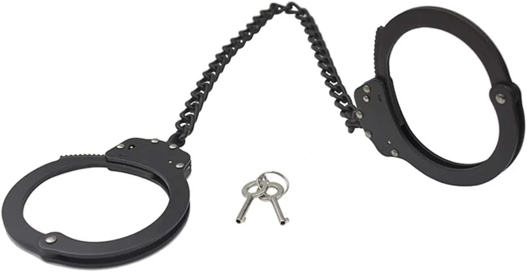 Double Lock Handcuffs, Adjustable Heavy Duty Steel Wrist Cuffs with 2 Keys & Handcuffs Holster in Police Edition Professional Grade