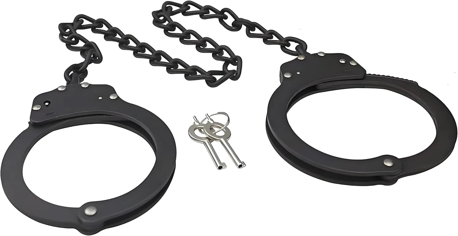 Double Lock Handcuffs, Adjustable Heavy Duty Steel Wrist Cuffs with 2 Keys & Handcuffs Holster in Police Edition Professional Grade