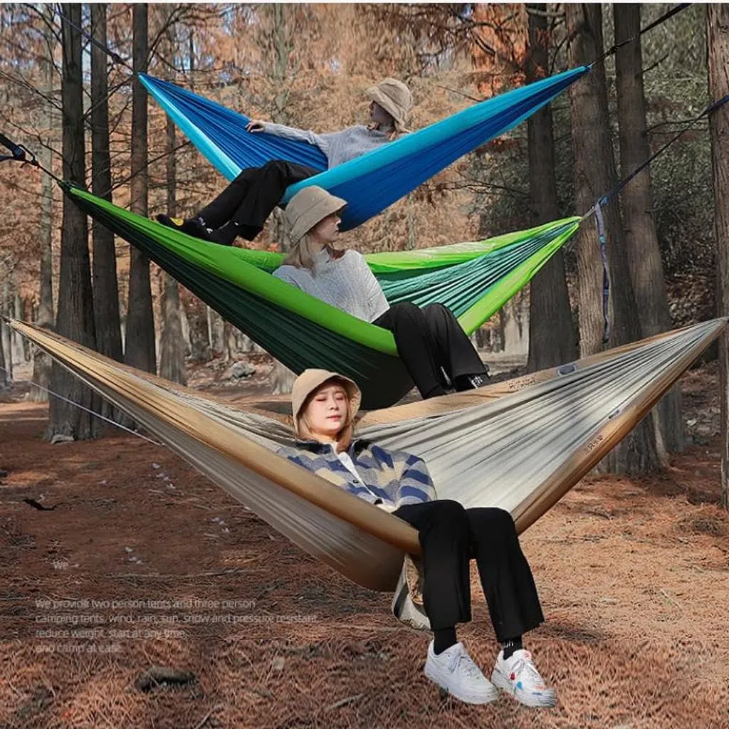 Double-Person Inflatable Hammock Outdoor Swing Adults and Children Anti-Rollover Outdoor Camping Anti-Mosquito Nets (Color : Green)