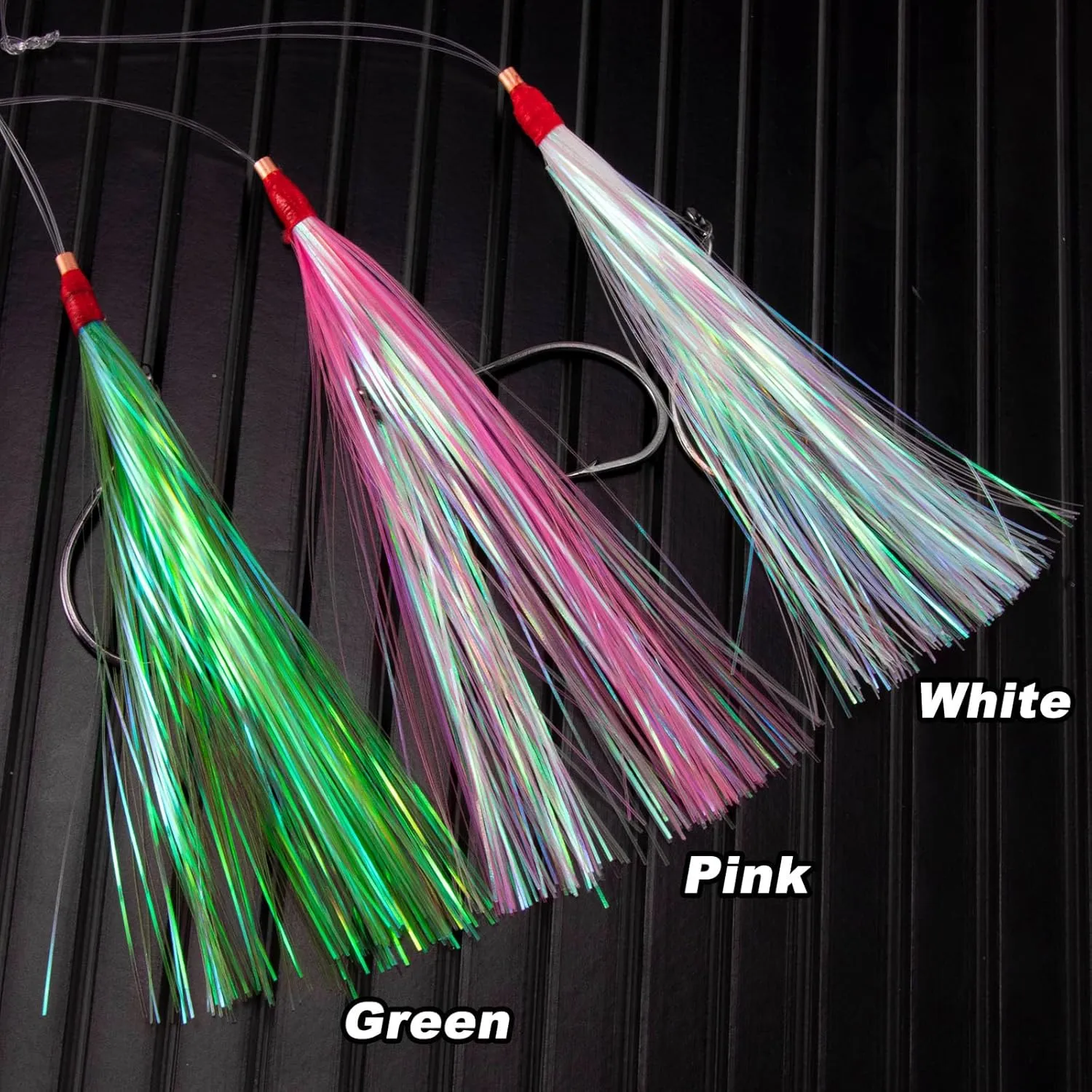 Dr.Fish 10 Pack Flounder Rigs Hi-Lo Rig 3.4ft/30LB, Offset Octopus Hook Surf Fishing Saltwater Rigs Mylar Flash Teaser Rig Striper Fluke Snapper Mono Offshore Inshore