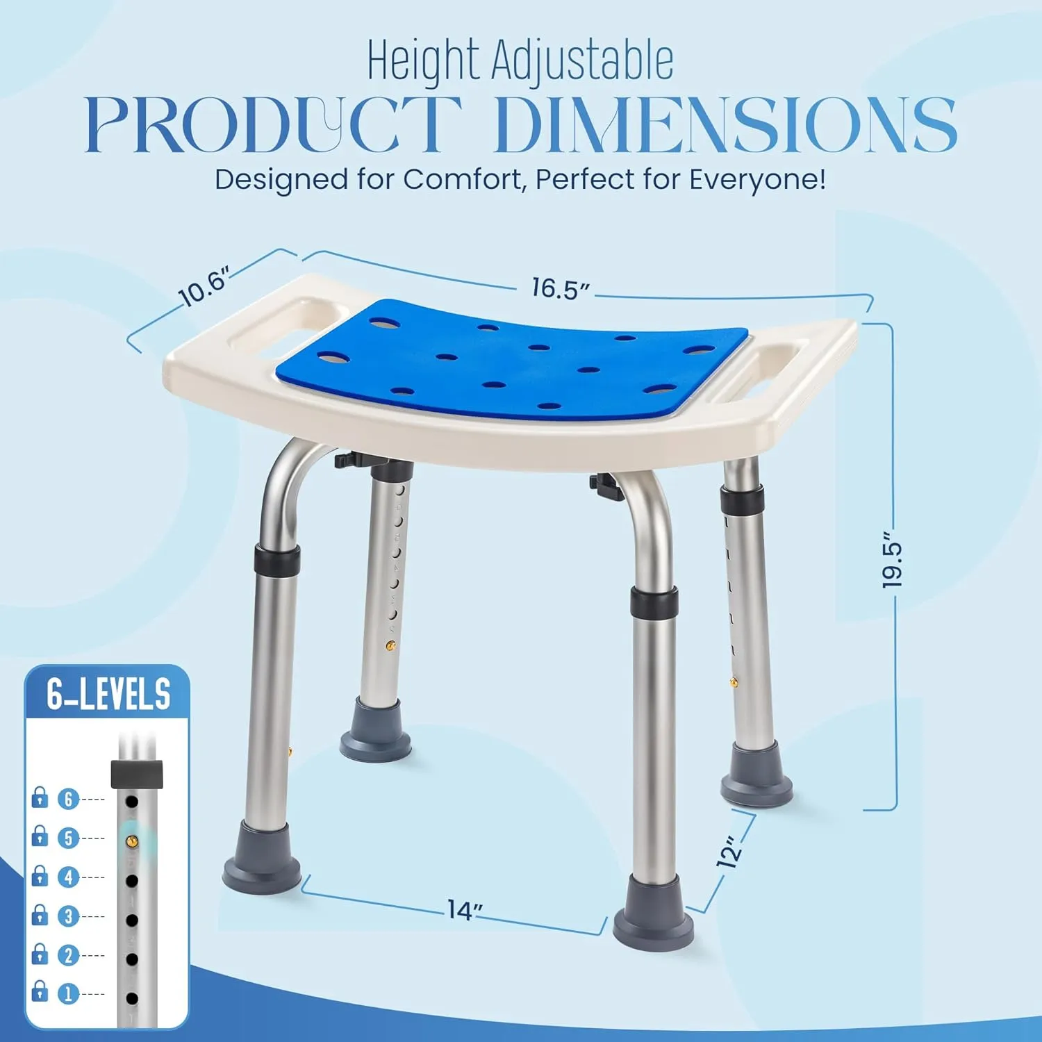 Dr.Kays Shower Chair for Inside Bathroom 350 lbs Shower Stool with Adjustable Height, Portable Heavy-Duty Bath Bench Padded Seat for Inside Tub Bathroom Chair for Elderly and Disabled FSA/HSA Eligible