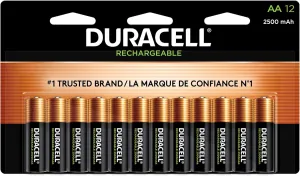 Duracell Rechargeable AA Batteries, Double A Battery for Long-lasting Power, All-Purpose Pre-Charged Battery for Household and Business Devices12 Count (Pack of 1)