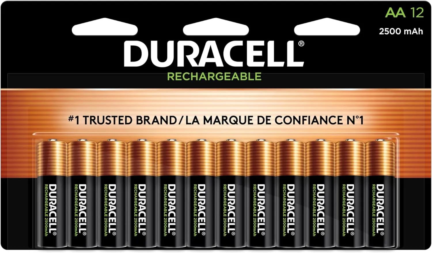 Duracell Rechargeable AA Batteries, Double A Battery for Long-lasting Power, All-Purpose Pre-Charged Battery for Household and Business Devices12 Count (Pack of 1)