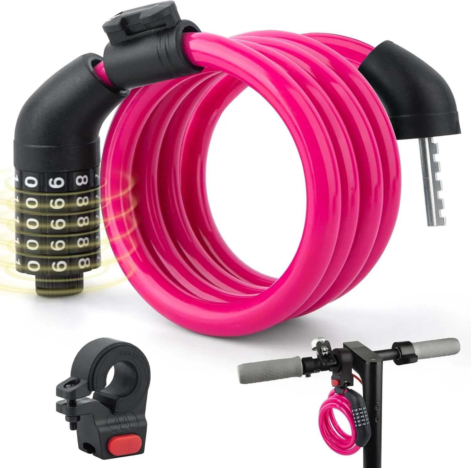 E Scooter Lock, Bike Combination Cable Locks Compatible with Xiaomi M365/Max/GXL/Ninebot/Segway/Motor/Bicycle Lock 4 ft Long/0.472In Scooter Anti-Theft Ideal 4 Digit/12 Steel Cable