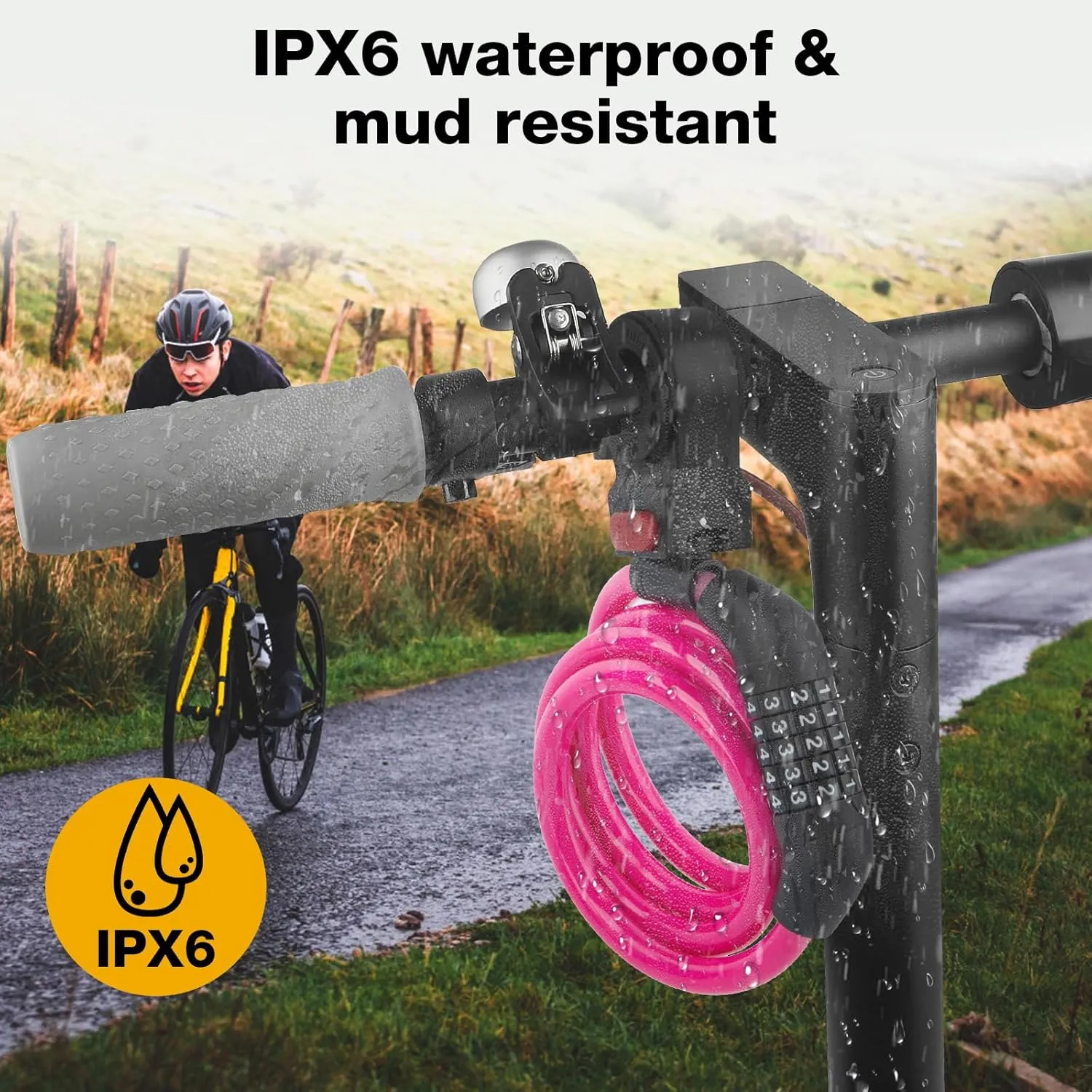 E Scooter Lock, Bike Combination Cable Locks Compatible with Xiaomi M365/Max/GXL/Ninebot/Segway/Motor/Bicycle Lock 4 ft Long/0.472In Scooter Anti-Theft Ideal 4 Digit/12 Steel Cable