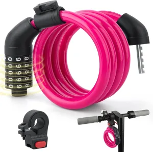 E Scooter Lock, Bike Combination Cable Locks Compatible with Xiaomi M365/Max/GXL/Ninebot/Segway/Motor/Bicycle Lock 4 ft Long/0.472In Scooter Anti-Theft Ideal 4 Digit/12 Steel Cable