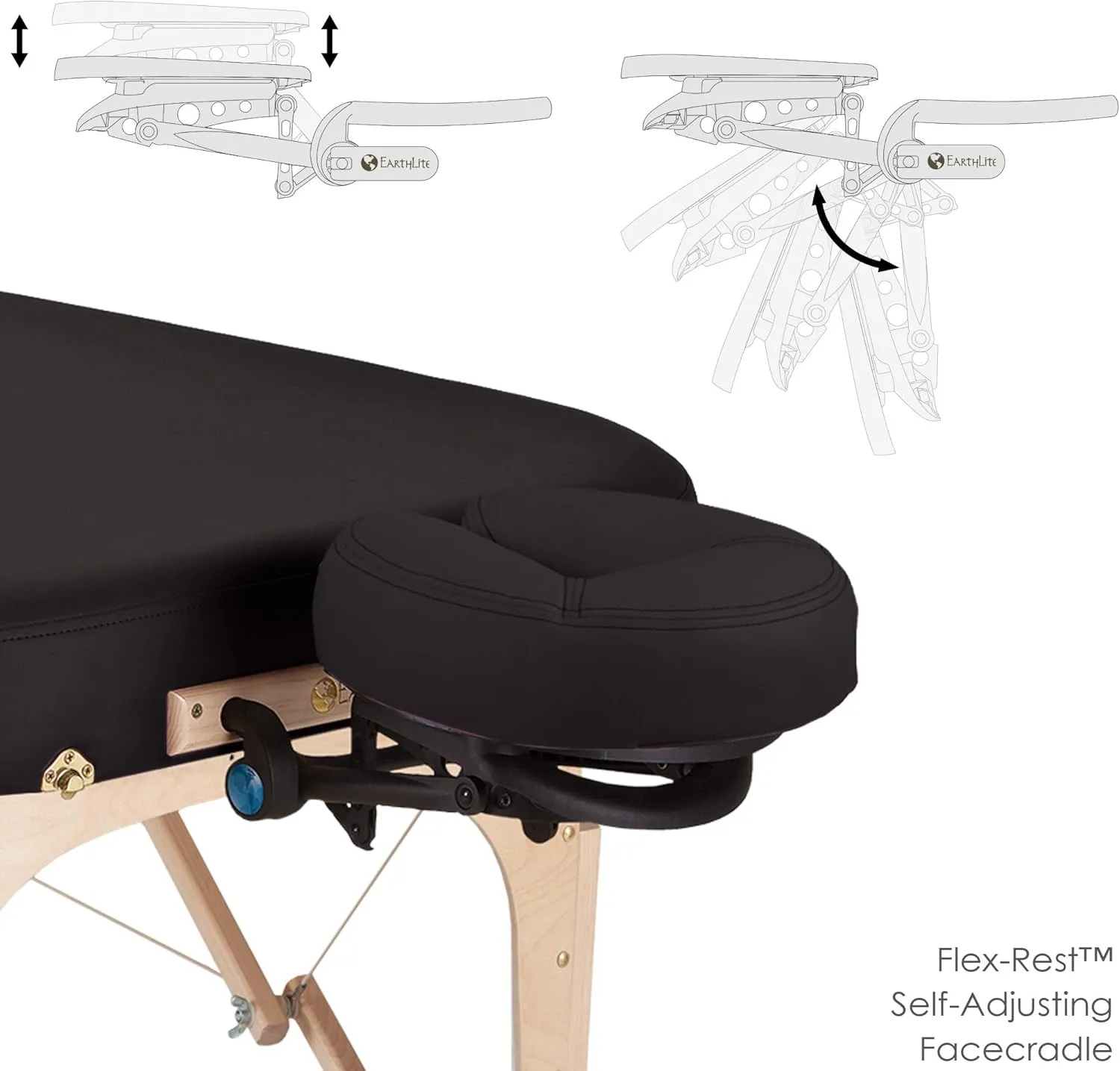 EARTHLITE Portable Massage Table INFINITY – Greater Client Access, Unique Shape, 3” Triple Density Foam, Flex-Rest Face Cradle, Carry Case (Full Reiki)