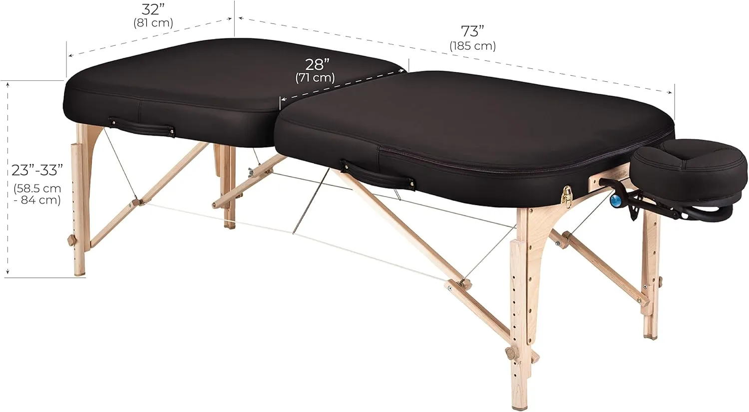 EARTHLITE Portable Massage Table INFINITY – Greater Client Access, Unique Shape, 3” Triple Density Foam, Flex-Rest Face Cradle, Carry Case (Full Reiki)